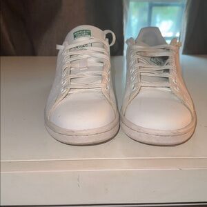 Adidas White Sneakers with Blue Detail